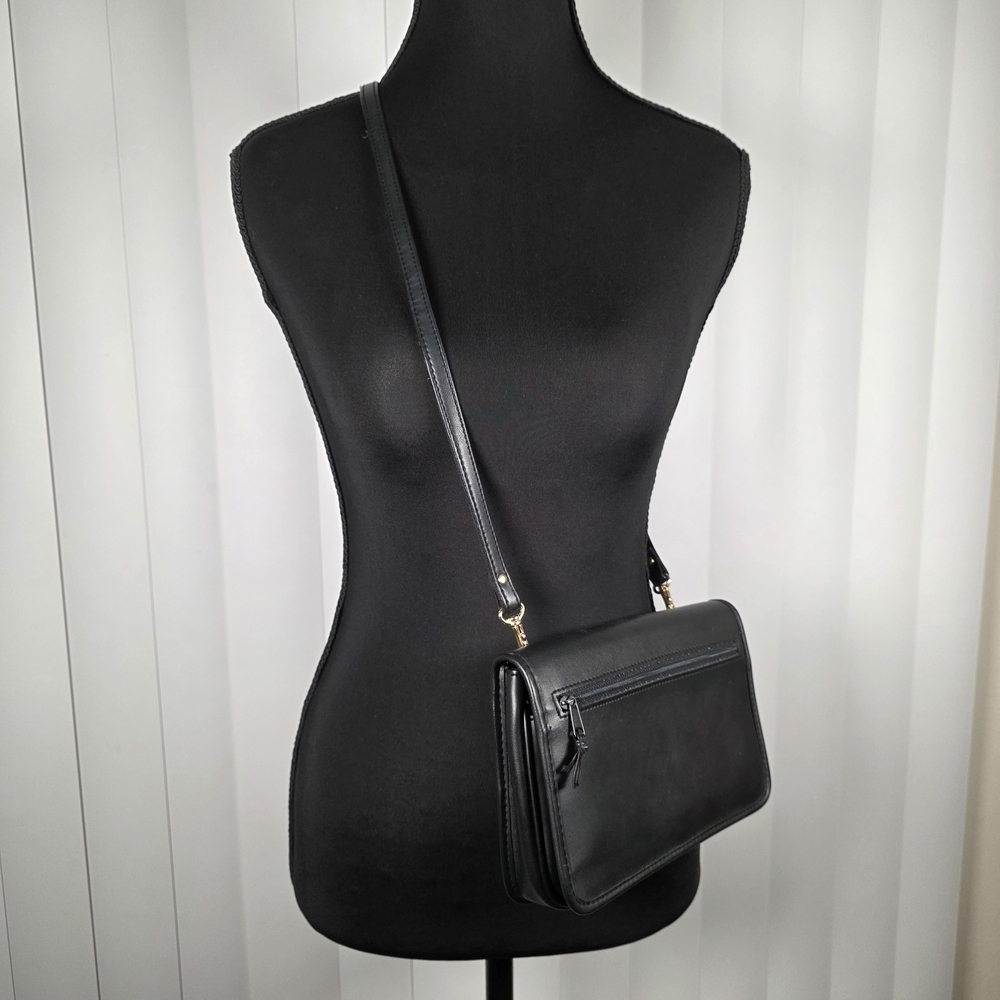 Coach 9375 Vintage Black Leather Organizer Crossbody — Made in USA - Picture 2 of 16